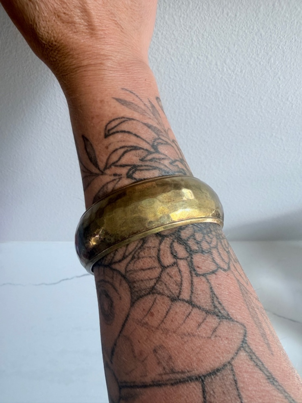Brass Hammered Bangle Bracelet - Women Accessories - Unbranded